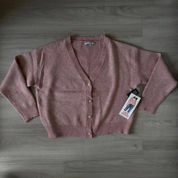 Celebrity Pink Sweaters - Pink Dusty Rose V Neck Button Front Cardigan Sweater Women XXL Celebrity